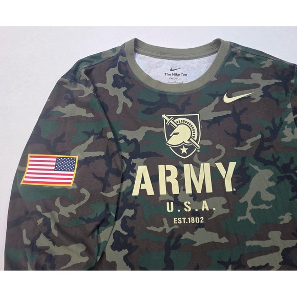 Nike Other - US Army Black Knights Nike Camo Shirt Mens L Flag Patch Long Sleeve